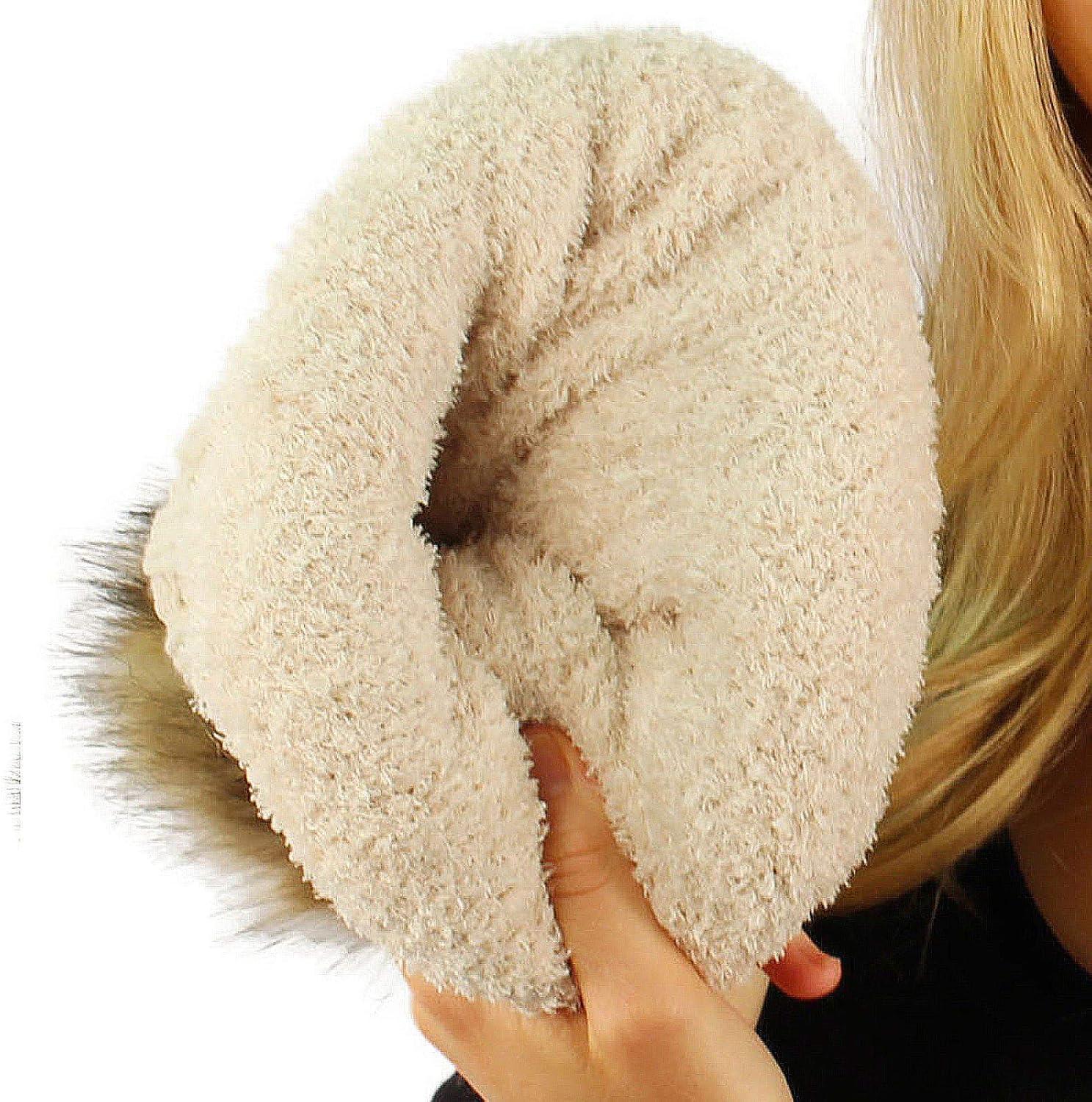 imageCC Toddler Sherpa Fuzzy Lining Baby Beanie Hat for Kid Chunky Knitted with Pom Pom for Boys Girls Ages 25 YearsBeige