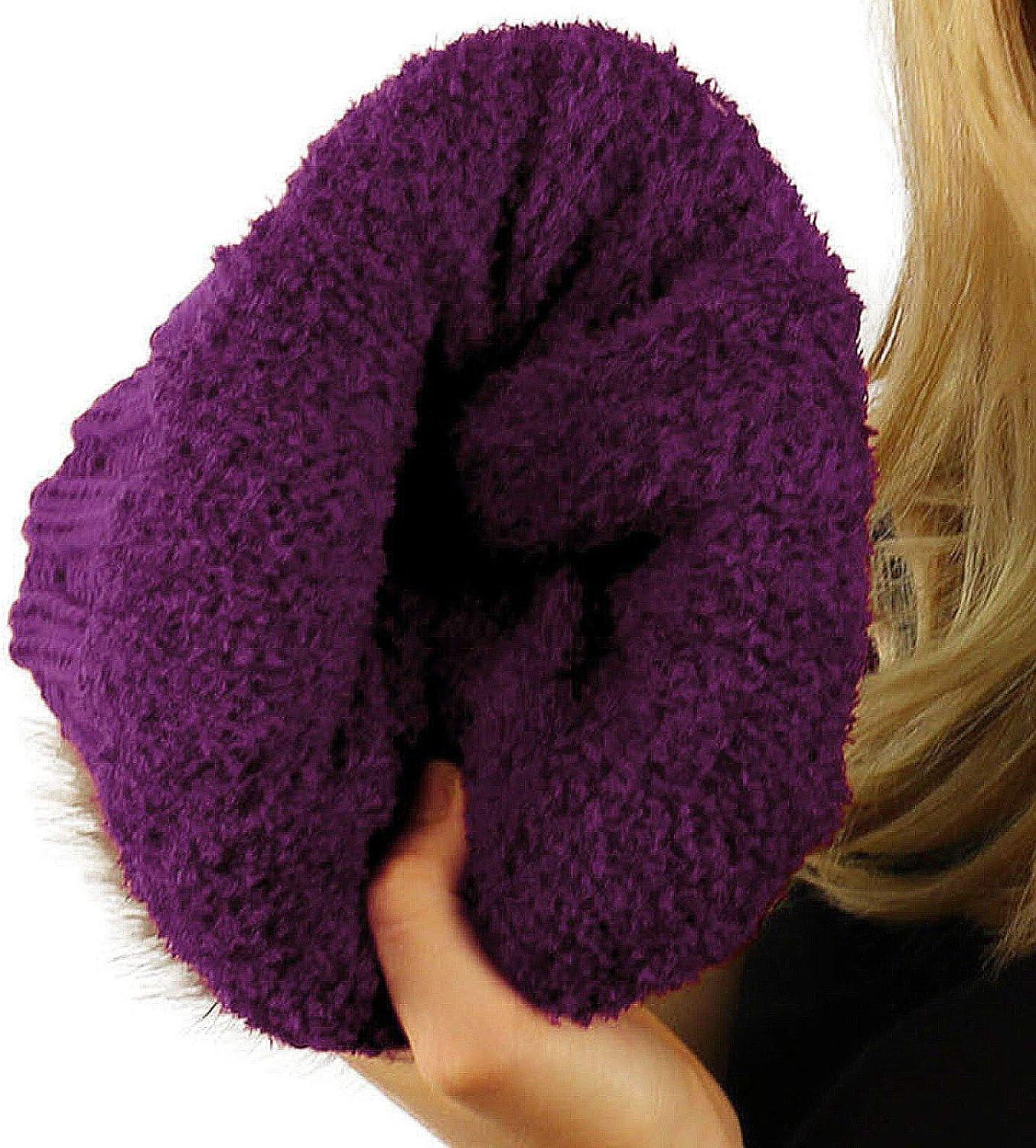 imageCC Toddler Sherpa Fuzzy Lining Baby Beanie Hat for Kid Chunky Knitted with Pom Pom for Boys Girls Ages 25 YearsPurple