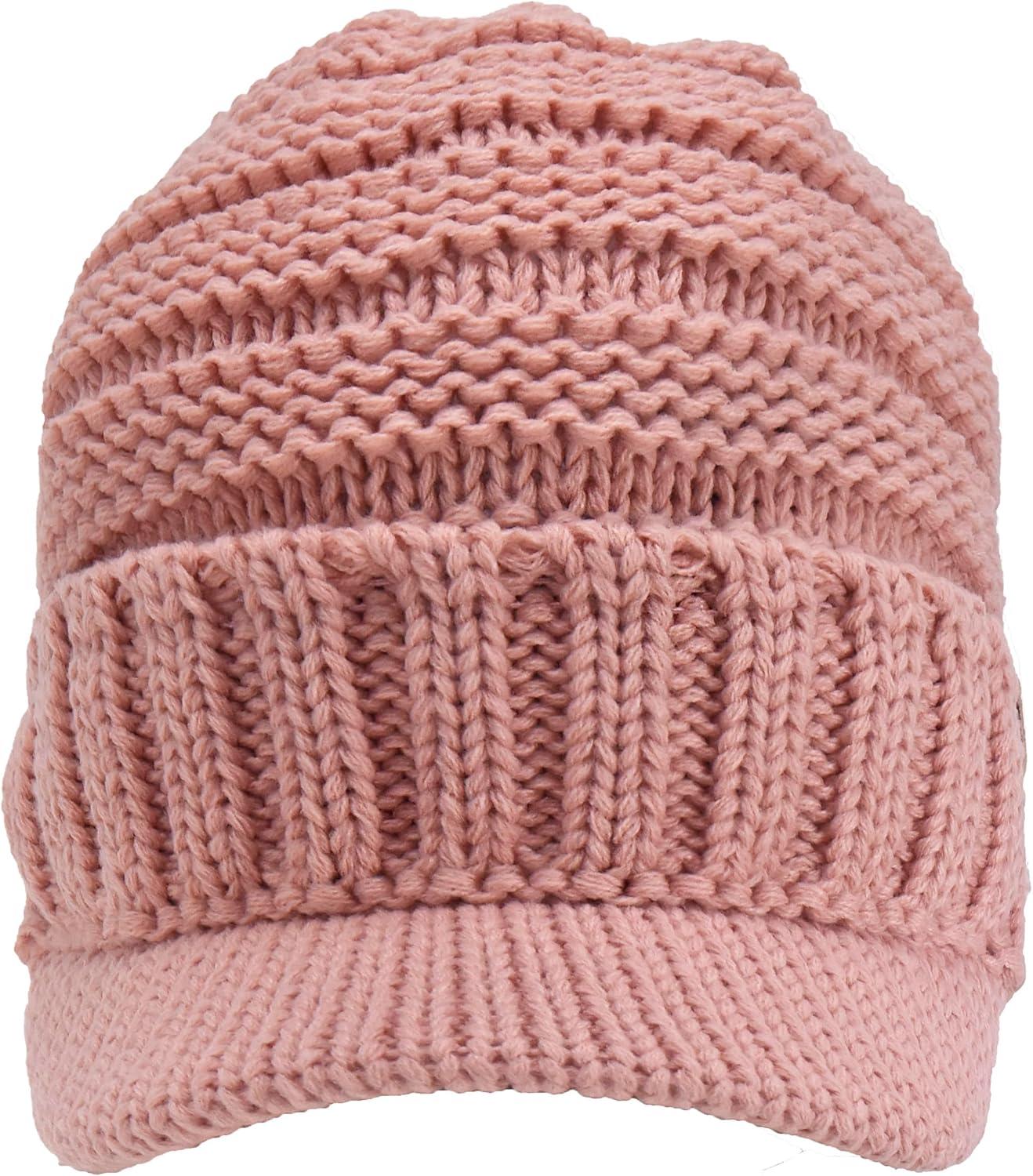 imageCC Toddler Trendy Warm Oversized Chunky Soft Oversized Ribbed Slouchy Knit Hat with Visor BrimIndi Pink