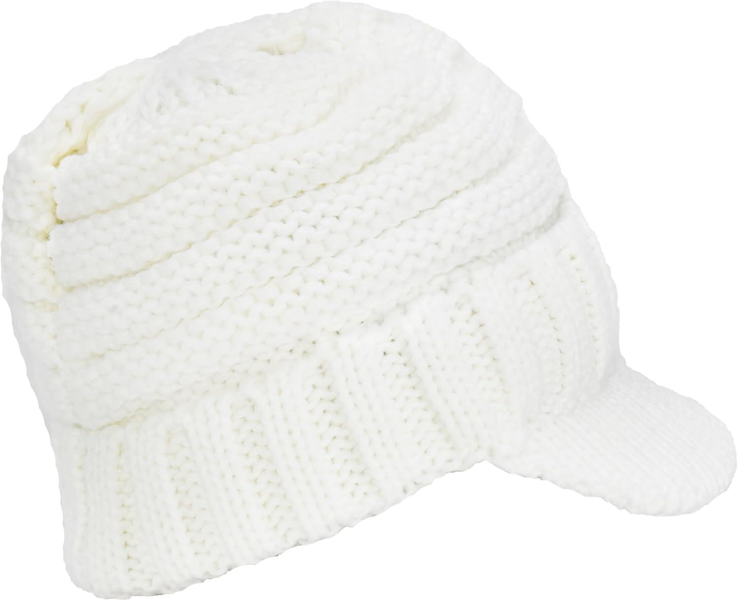 imageCC Toddler Trendy Warm Oversized Chunky Soft Oversized Ribbed Slouchy Knit Hat with Visor BrimIvory