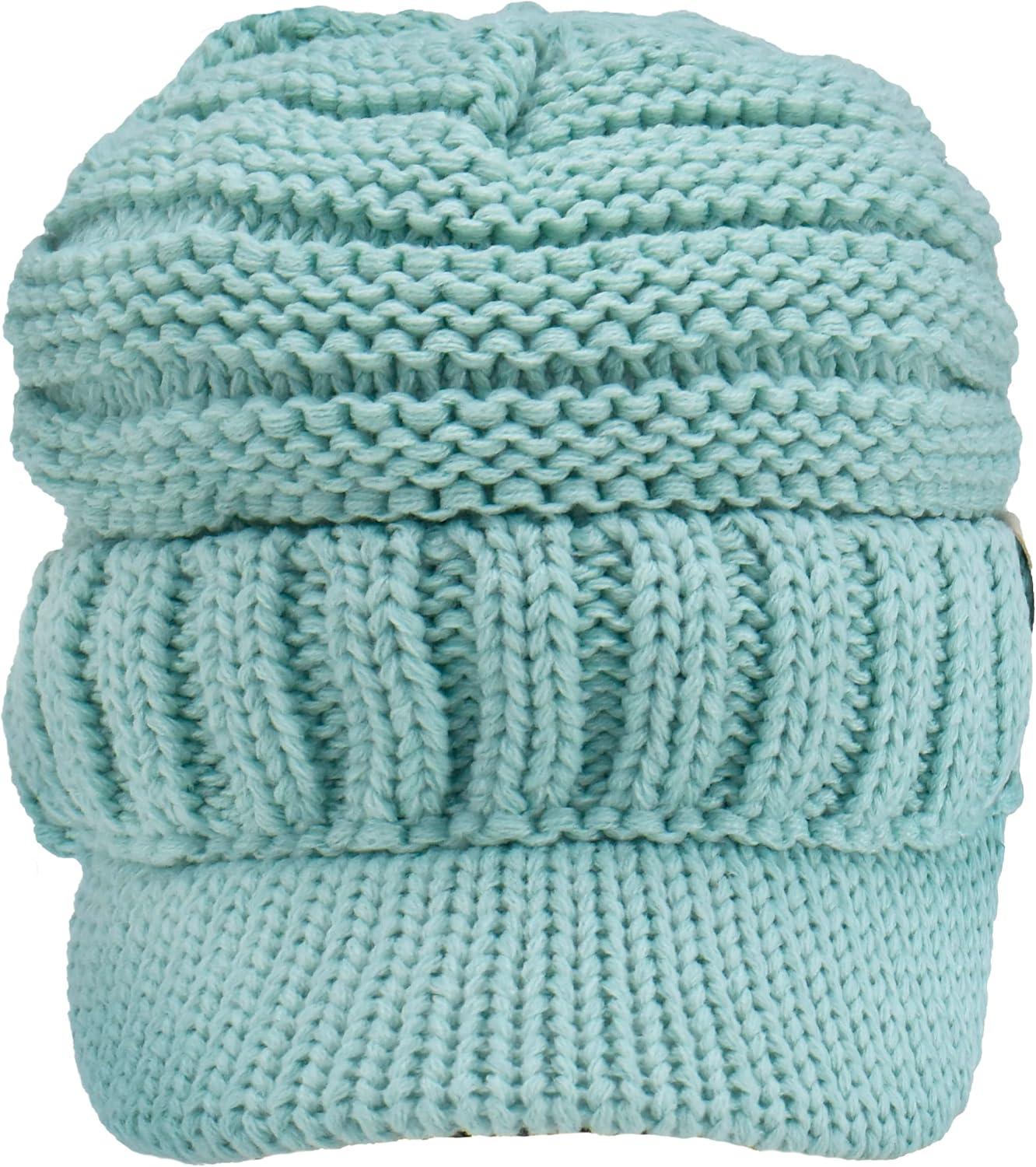 imageCC Toddler Trendy Warm Oversized Chunky Soft Oversized Ribbed Slouchy Knit Hat with Visor BrimMint
