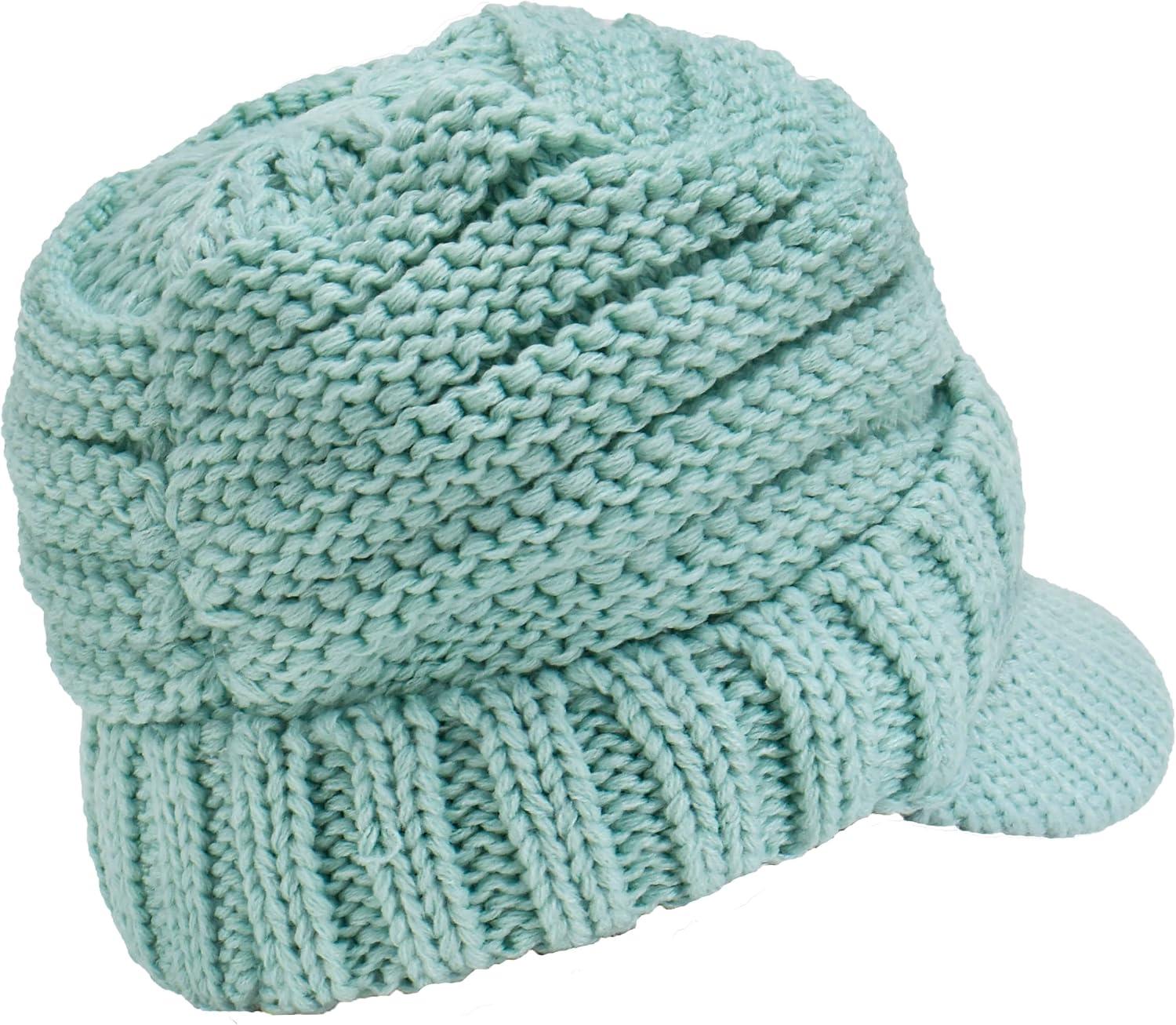 imageCC Toddler Trendy Warm Oversized Chunky Soft Oversized Ribbed Slouchy Knit Hat with Visor BrimMint