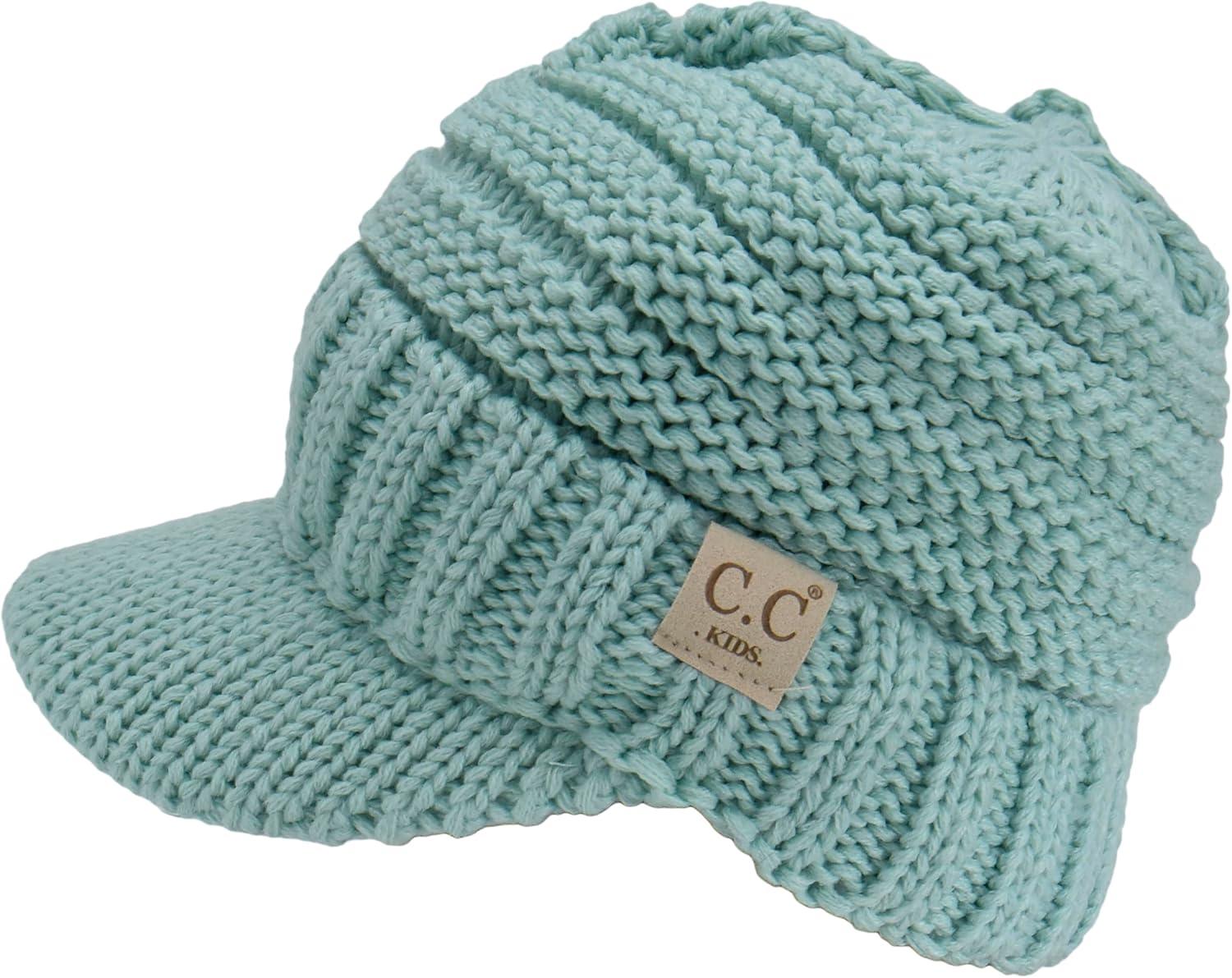 imageCC Toddler Trendy Warm Oversized Chunky Soft Oversized Ribbed Slouchy Knit Hat with Visor BrimMint