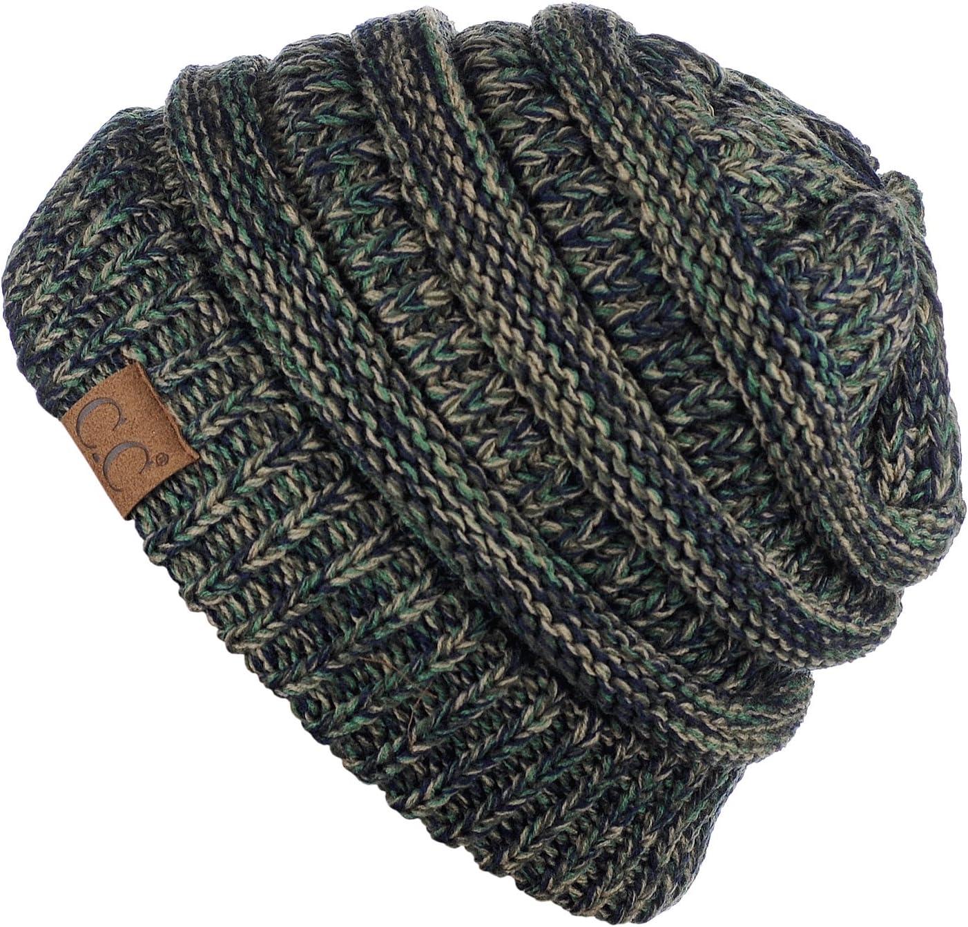 imageCC Trendy Warm Chunky Soft Stretch Cable Knit Beanie3 Tone Olive