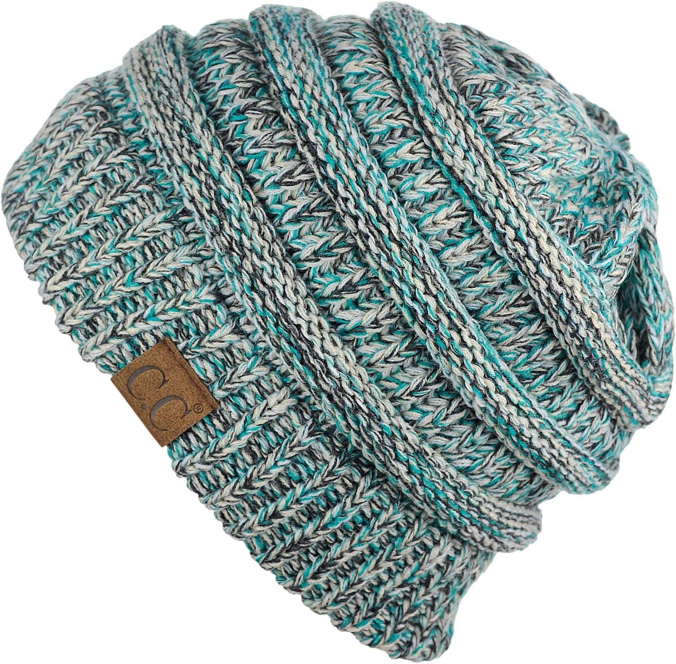 imageCC Trendy Warm Chunky Soft Stretch Cable Knit Beanie3 Tone Teal