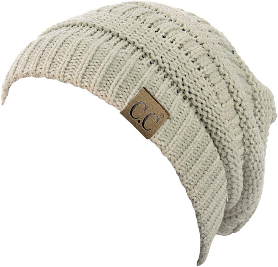 imageCC Trendy Warm Chunky Soft Stretch Cable Knit BeanieBeige