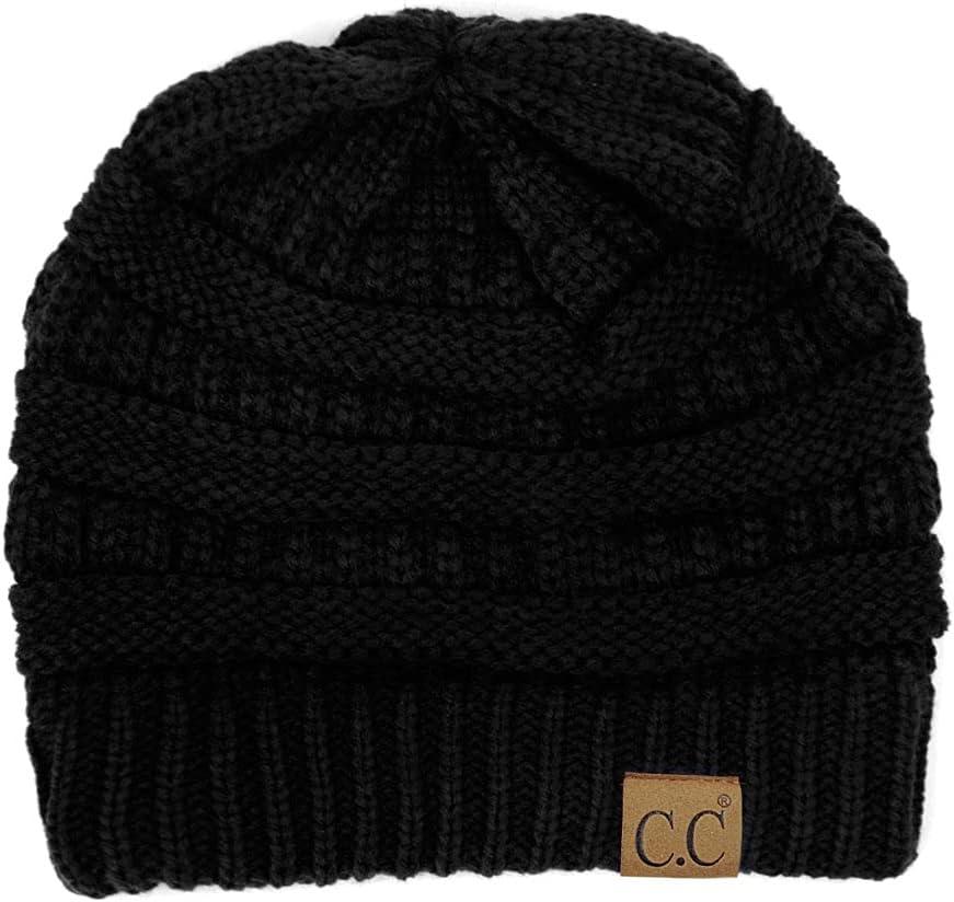 imageCC Trendy Warm Chunky Soft Stretch Cable Knit BeanieBlack