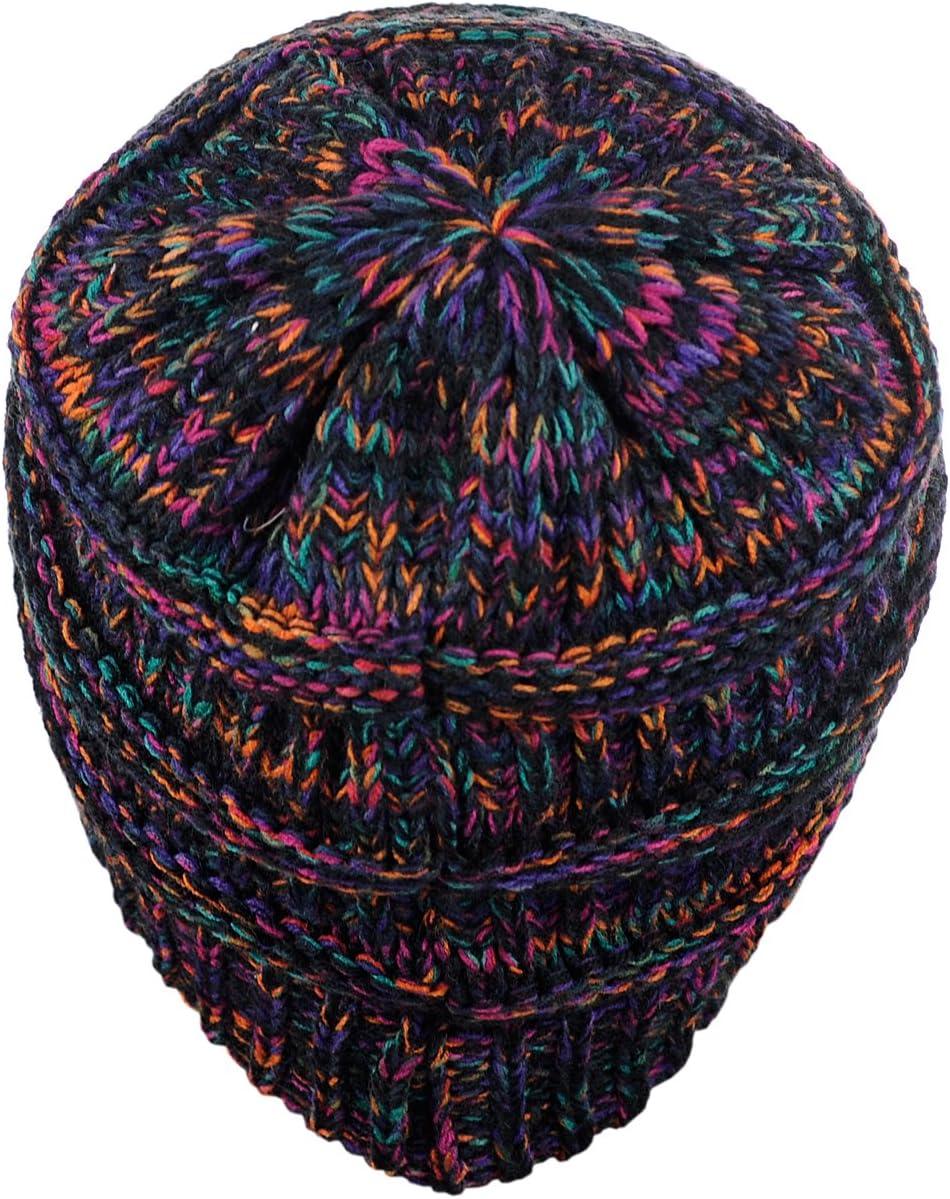 imageCC Trendy Warm Chunky Soft Stretch Cable Knit BeanieBlack Multi