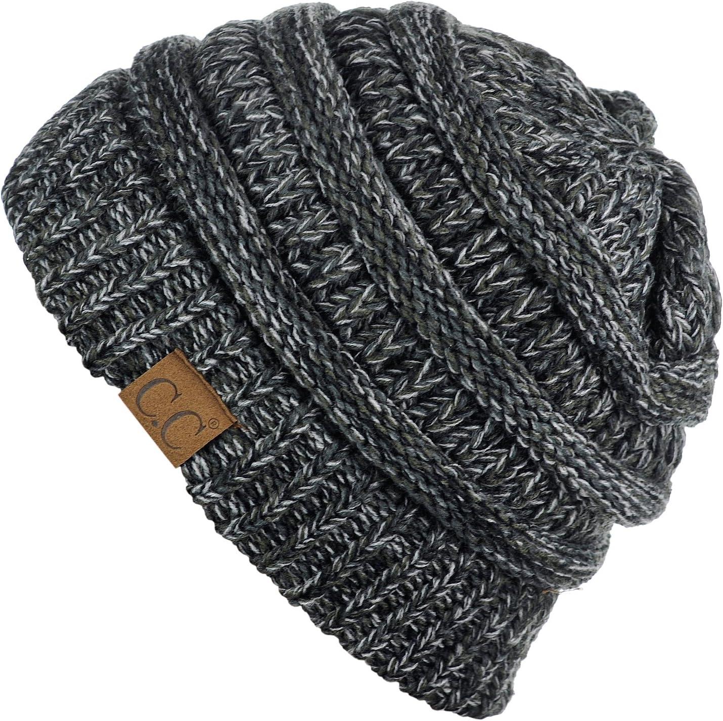 imageCC Trendy Warm Chunky Soft Stretch Cable Knit BeanieBlackOliveGray