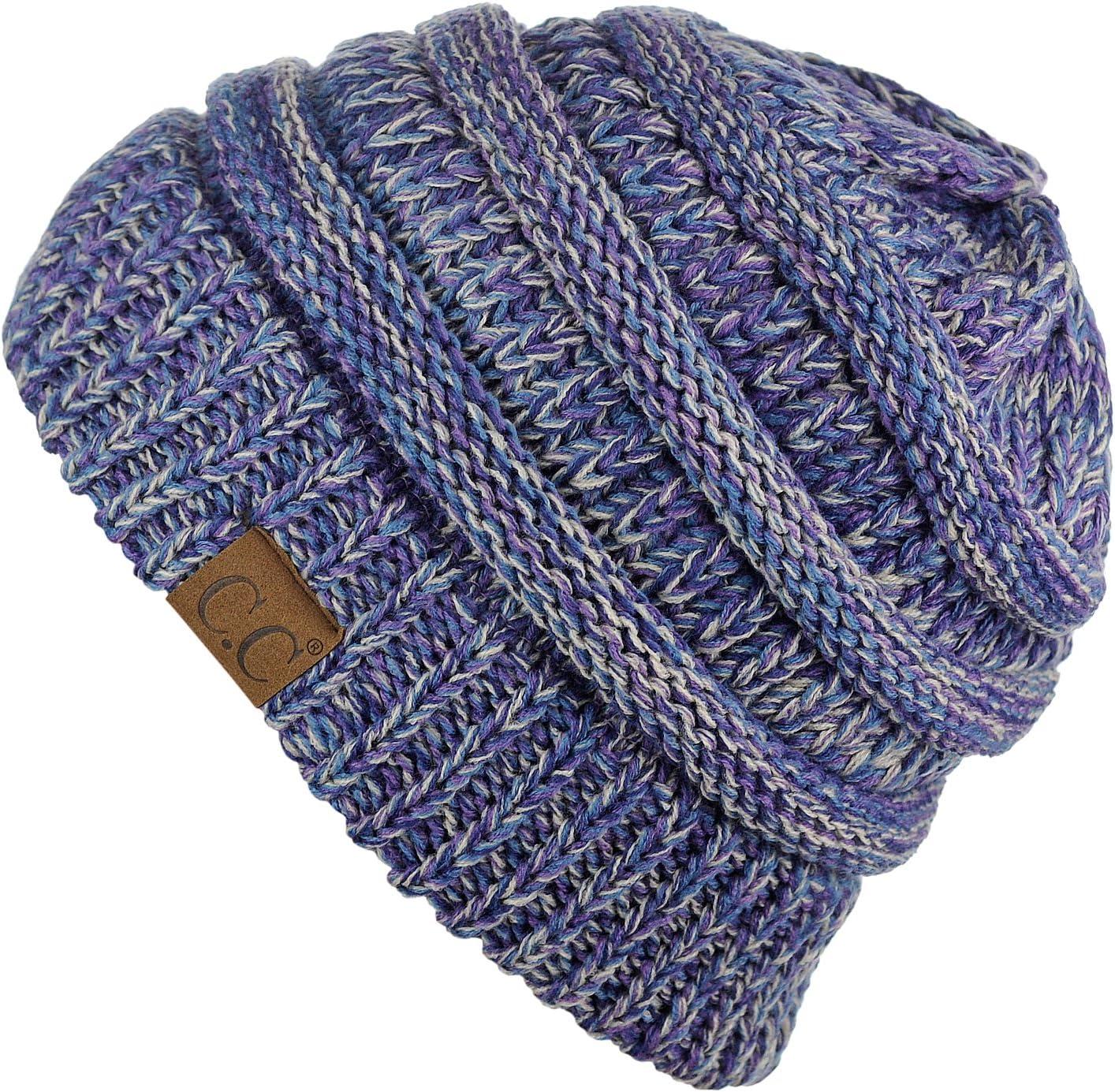 imageCC Trendy Warm Chunky Soft Stretch Cable Knit BeanieBluePurpleGray
