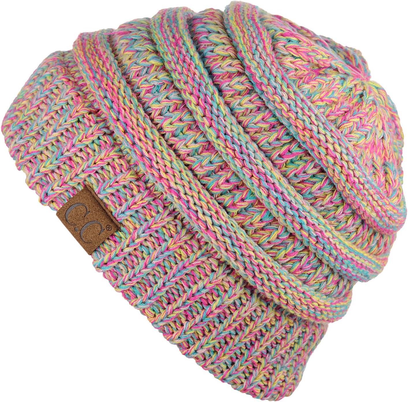 imageCC Trendy Warm Chunky Soft Stretch Cable Knit BeanieBright Mix