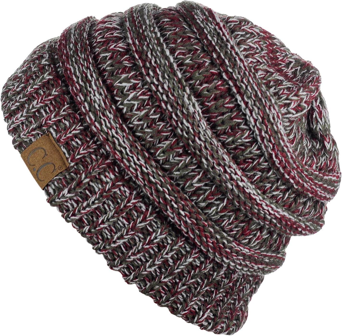imageCC Trendy Warm Chunky Soft Stretch Cable Knit BeanieBurgOliveGray