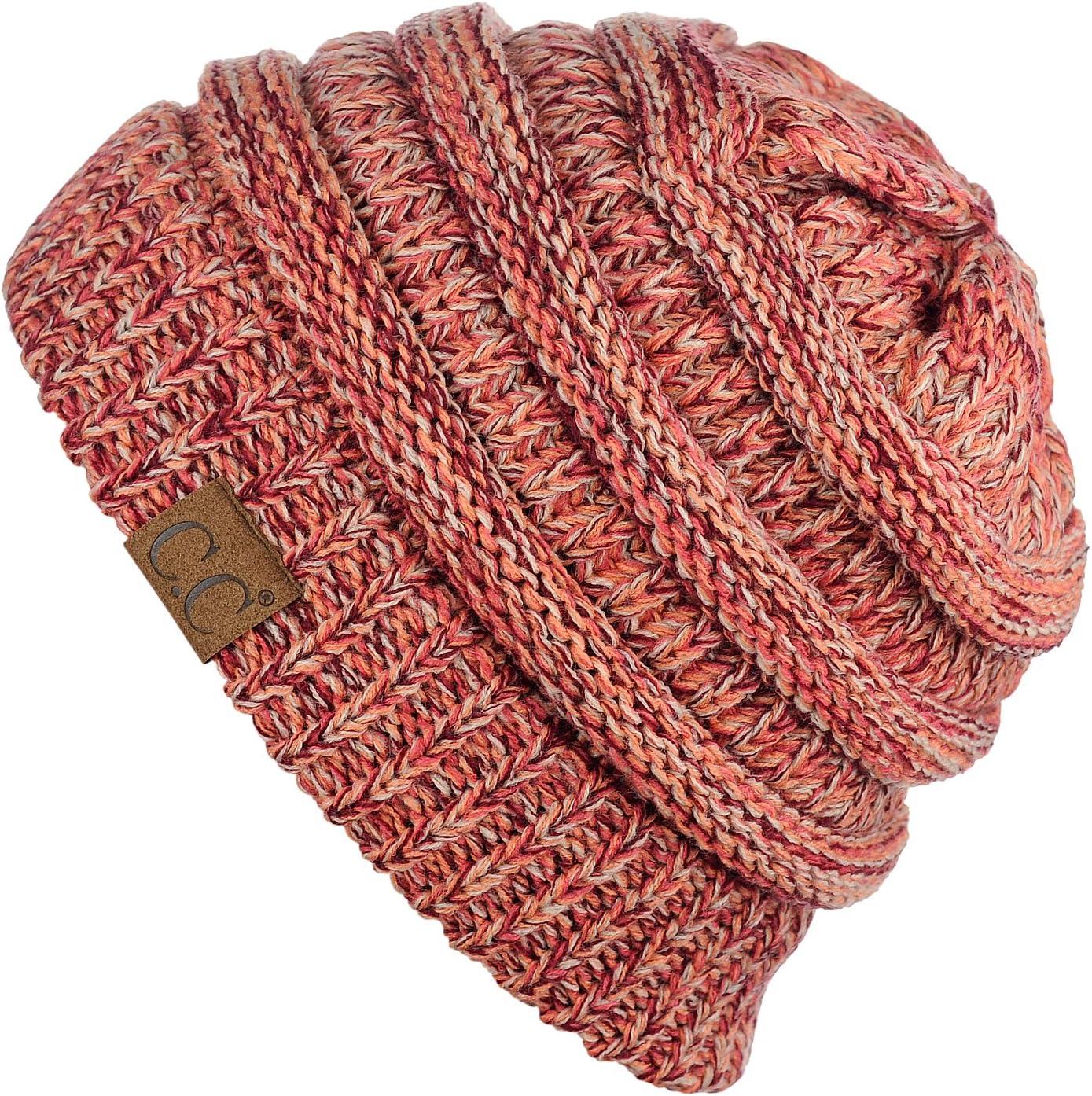 imageCC Trendy Warm Chunky Soft Stretch Cable Knit BeanieBurgPeachBeige