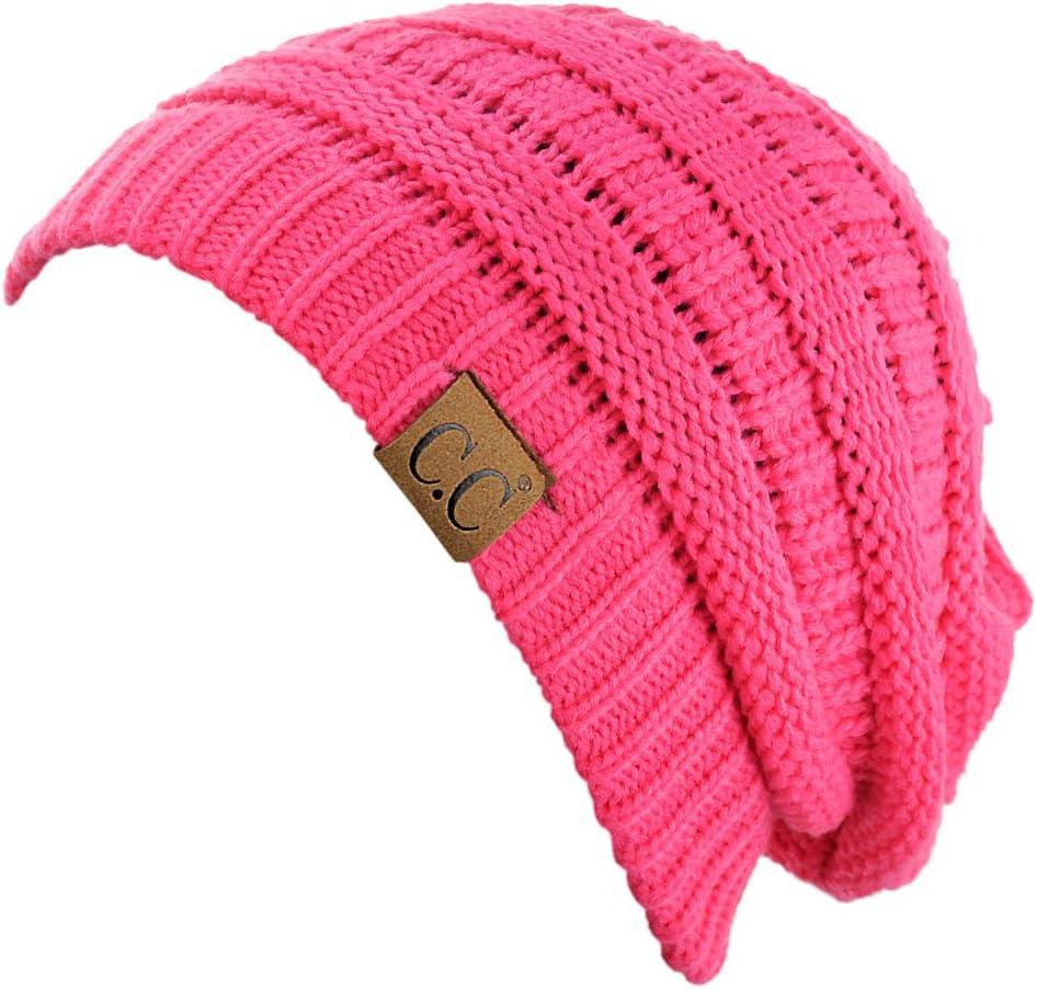 imageCC Trendy Warm Chunky Soft Stretch Cable Knit BeanieCandy Pink