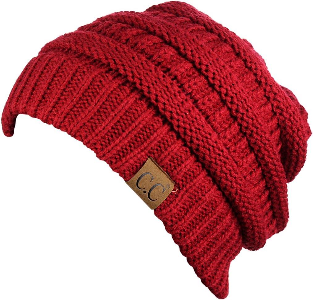 imageCC Trendy Warm Chunky Soft Stretch Cable Knit BeanieCardinal