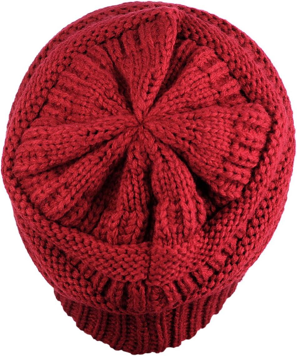 imageCC Trendy Warm Chunky Soft Stretch Cable Knit BeanieCardinal