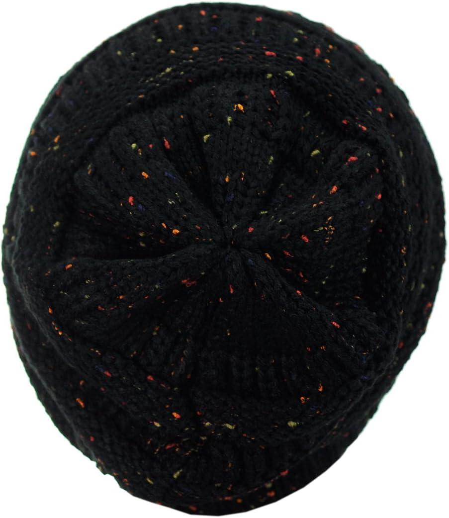 imageCC Trendy Warm Chunky Soft Stretch Cable Knit BeanieConfetti Black