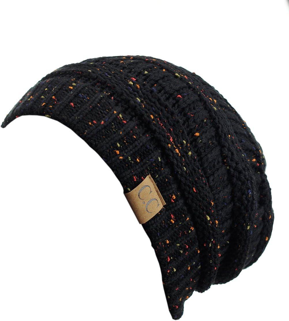 imageCC Trendy Warm Chunky Soft Stretch Cable Knit BeanieConfetti Black