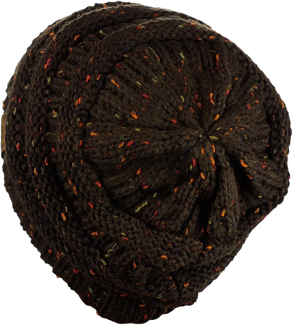 imageCC Trendy Warm Chunky Soft Stretch Cable Knit BeanieConfetti Brown
