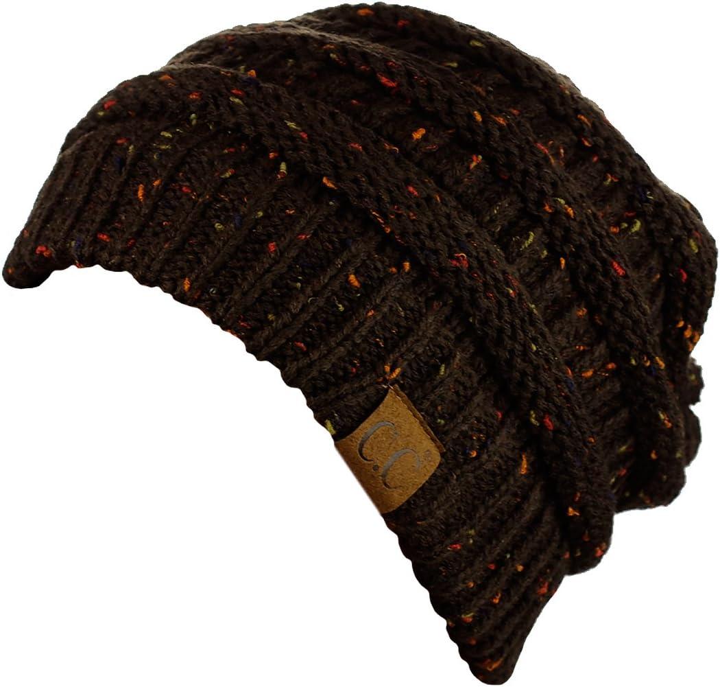 imageCC Trendy Warm Chunky Soft Stretch Cable Knit BeanieConfetti Brown