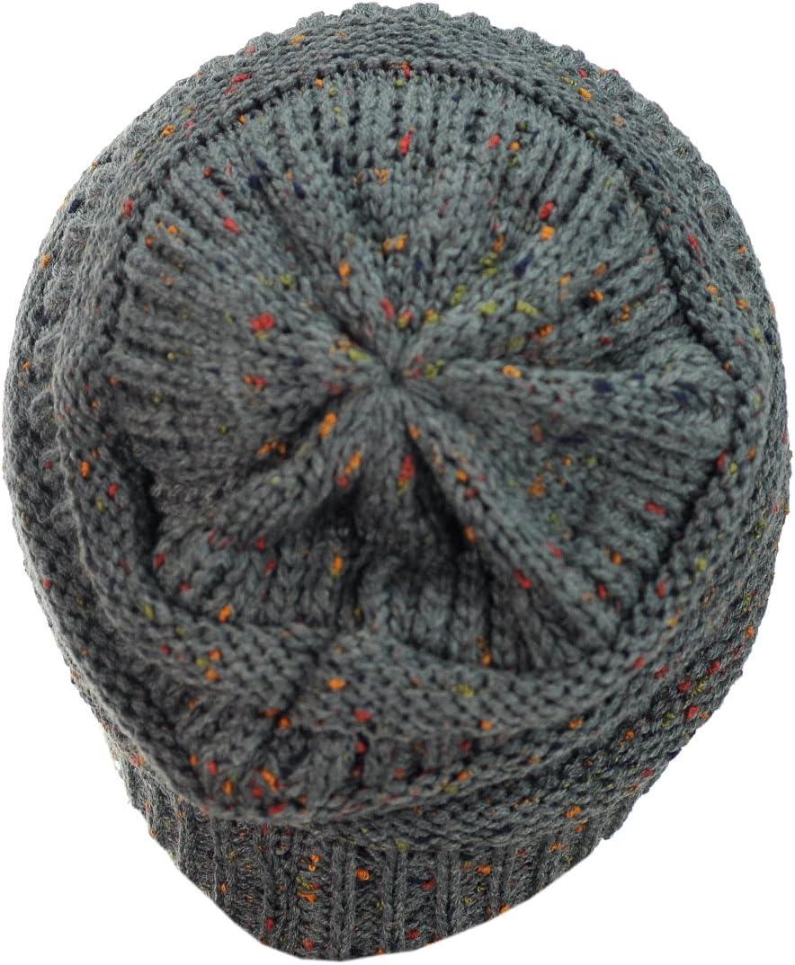 imageCC Trendy Warm Chunky Soft Stretch Cable Knit BeanieConfetti Dark Melange Gray