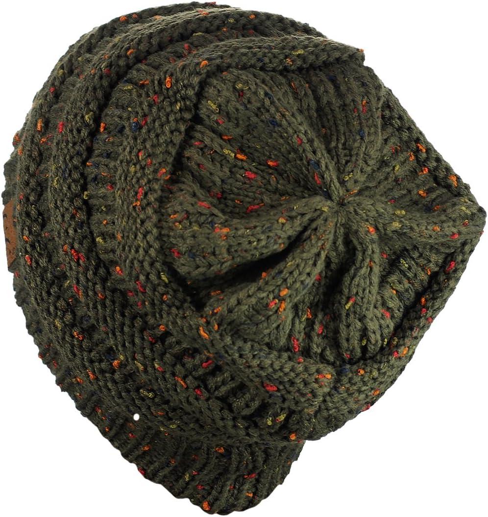 imageCC Trendy Warm Chunky Soft Stretch Cable Knit BeanieConfetti Dark Olive