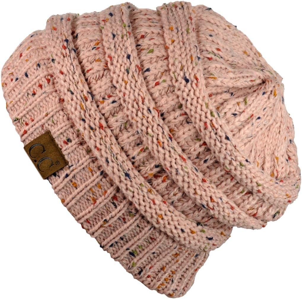imageCC Trendy Warm Chunky Soft Stretch Cable Knit BeanieConfetti Indi Pink