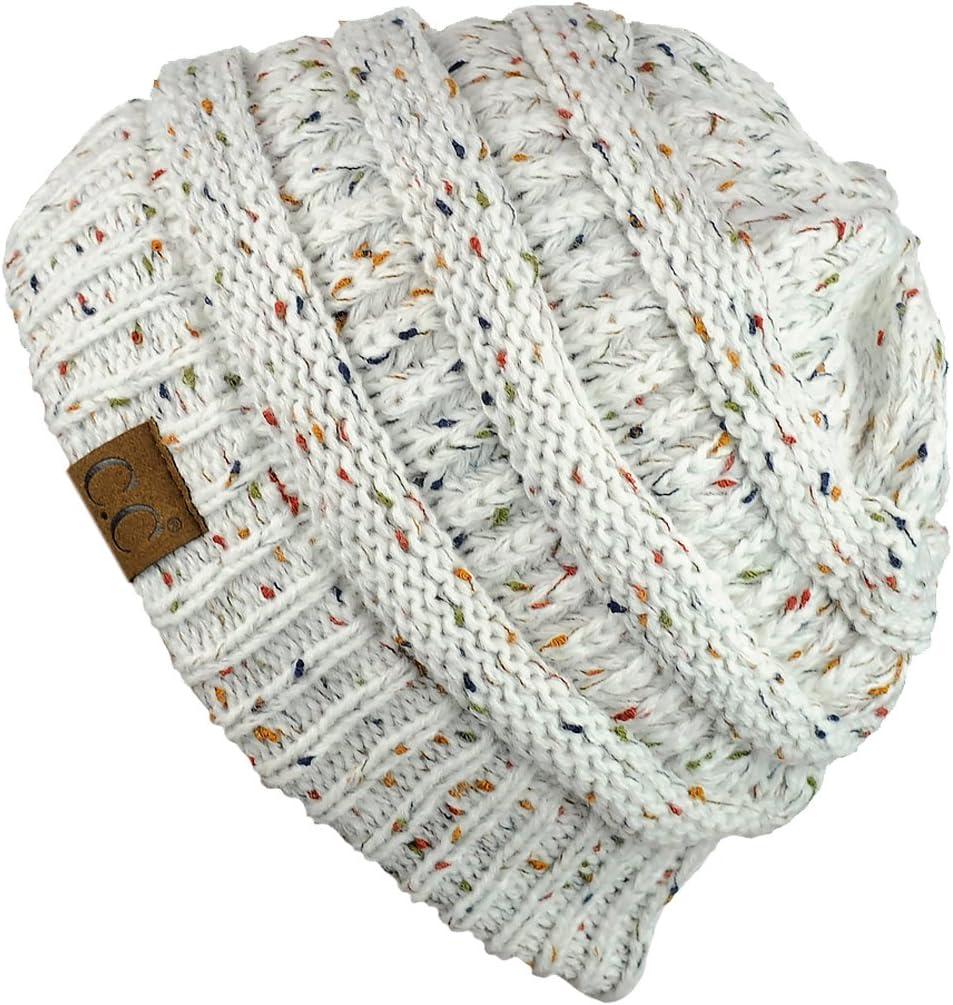 imageCC Trendy Warm Chunky Soft Stretch Cable Knit BeanieConfetti Ivory