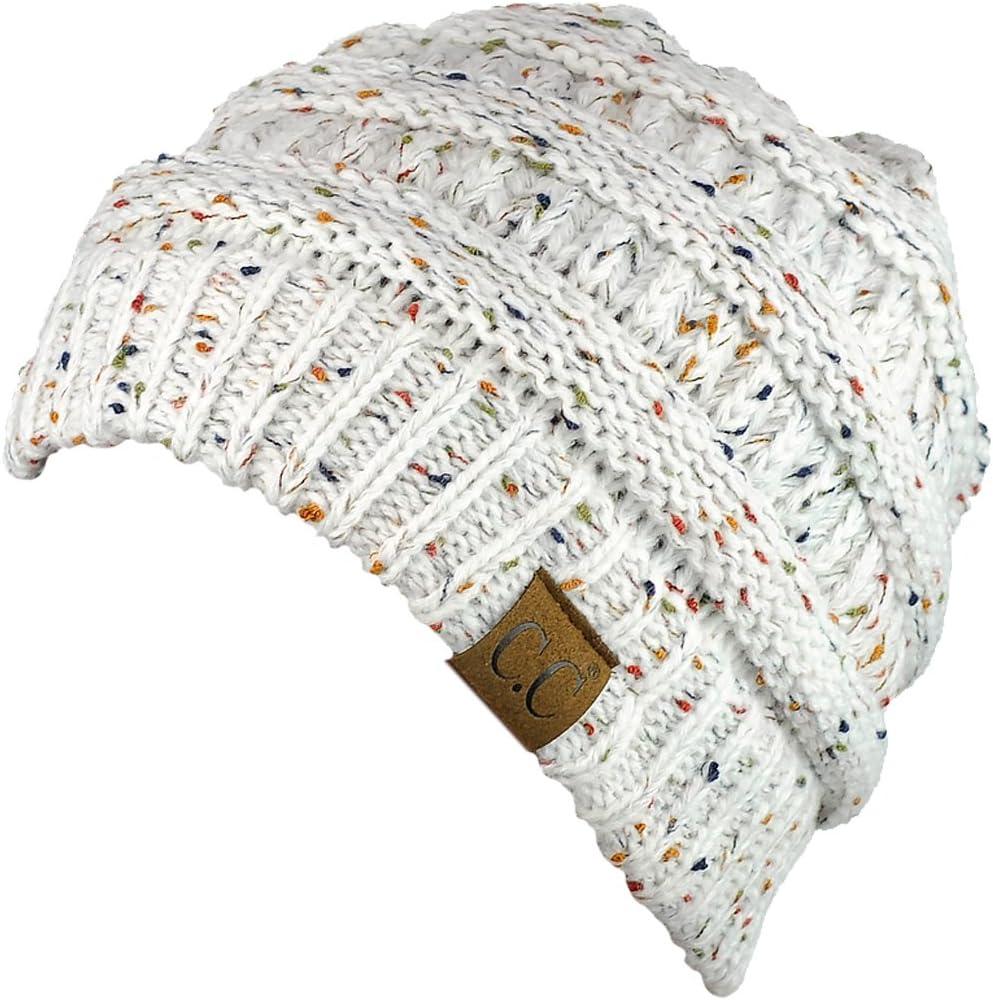 imageCC Trendy Warm Chunky Soft Stretch Cable Knit BeanieConfetti Ivory