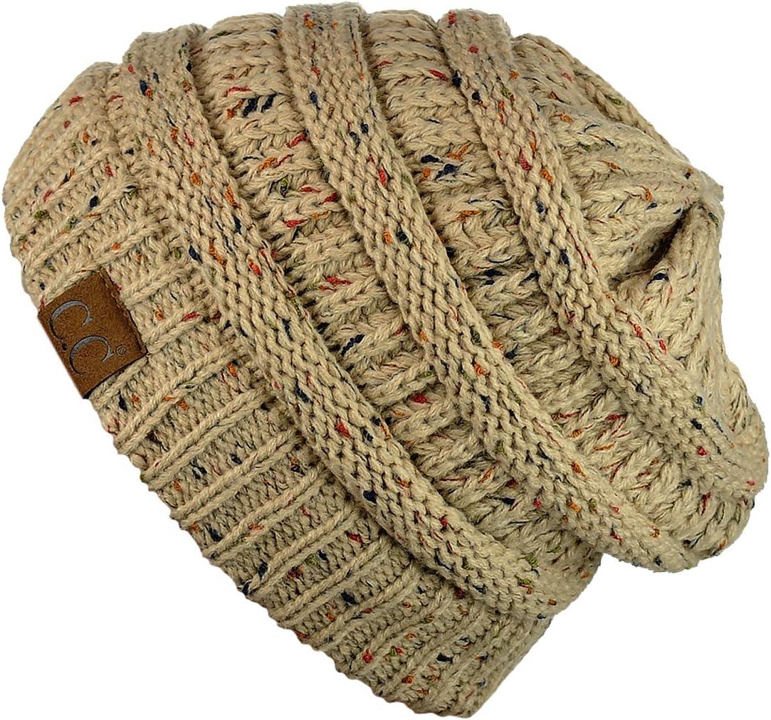 imageCC Trendy Warm Chunky Soft Stretch Cable Knit BeanieConfetti Latte
