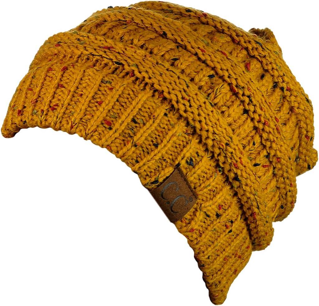 imageCC Trendy Warm Chunky Soft Stretch Cable Knit BeanieConfetti Mustard