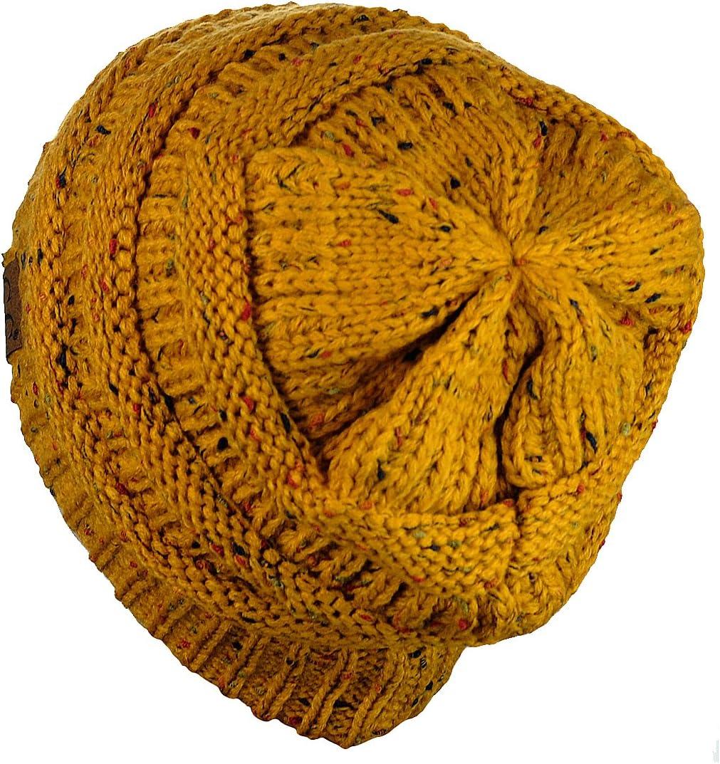 imageCC Trendy Warm Chunky Soft Stretch Cable Knit BeanieConfetti Mustard