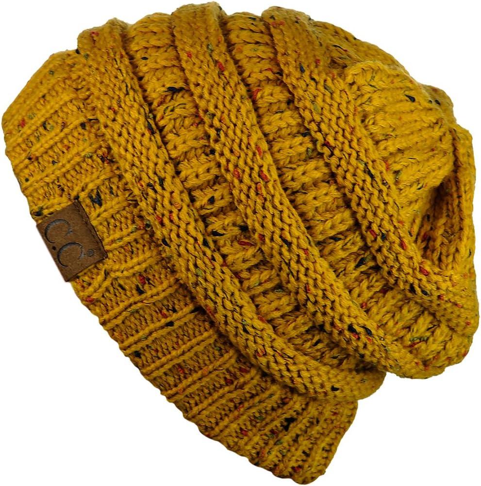 imageCC Trendy Warm Chunky Soft Stretch Cable Knit BeanieConfetti Mustard