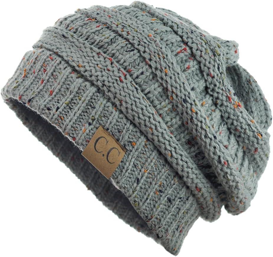 imageCC Trendy Warm Chunky Soft Stretch Cable Knit BeanieConfetti Natural Gray