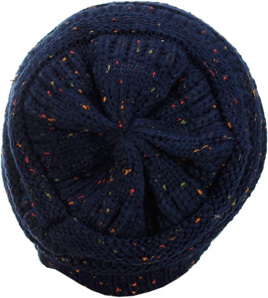 imageCC Trendy Warm Chunky Soft Stretch Cable Knit BeanieConfetti Navy