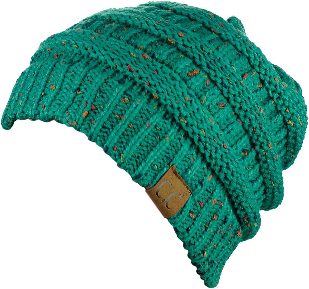 imageCC Trendy Warm Chunky Soft Stretch Cable Knit BeanieConfetti Sea Green