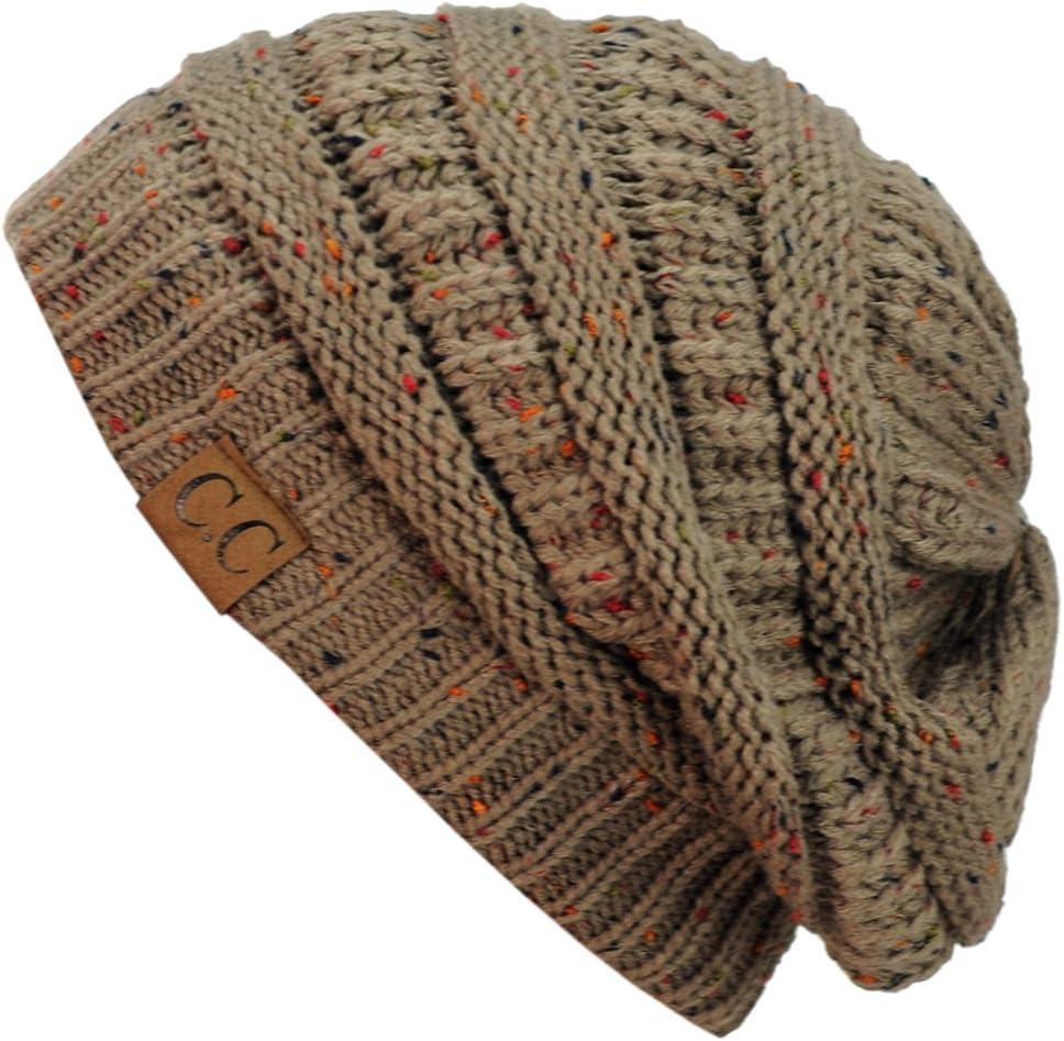 imageCC Trendy Warm Chunky Soft Stretch Cable Knit BeanieConfetti Taupe