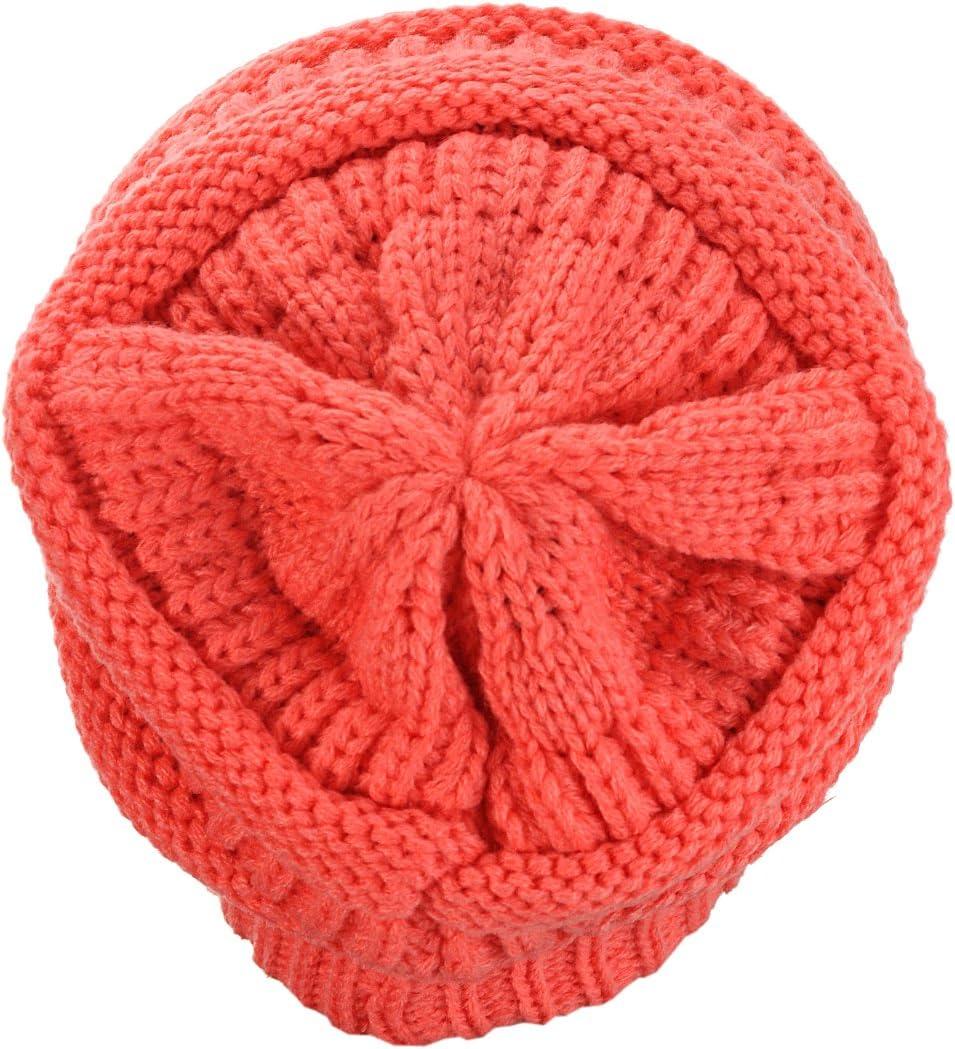 imageCC Trendy Warm Chunky Soft Stretch Cable Knit BeanieCoral