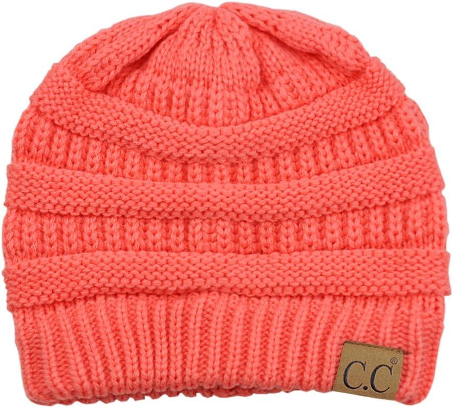imageCC Trendy Warm Chunky Soft Stretch Cable Knit BeanieCoral