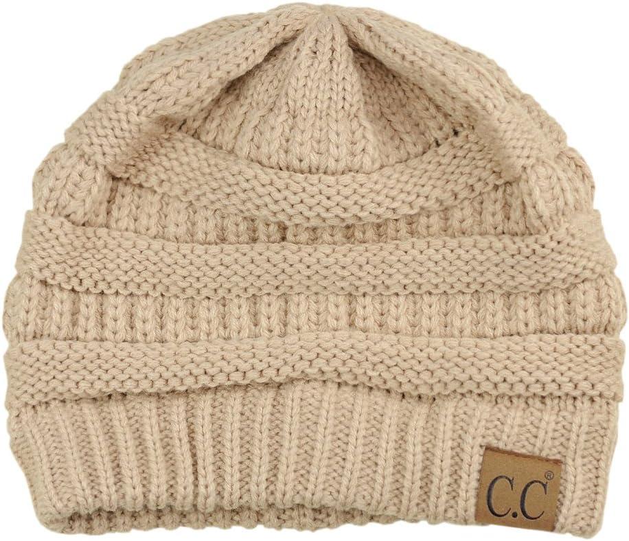 imageCC Trendy Warm Chunky Soft Stretch Cable Knit BeanieDark Beige