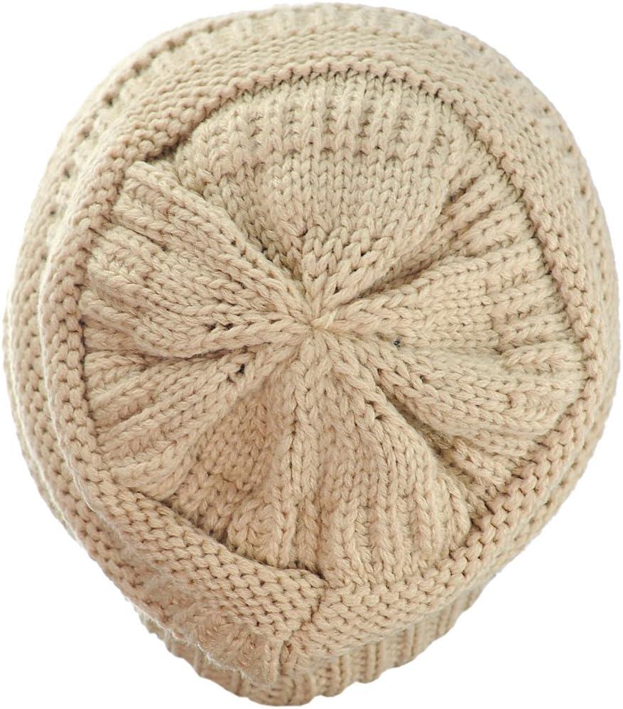 imageCC Trendy Warm Chunky Soft Stretch Cable Knit BeanieDark Beige