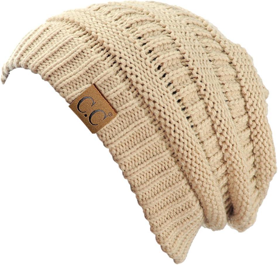 imageCC Trendy Warm Chunky Soft Stretch Cable Knit BeanieDark Beige
