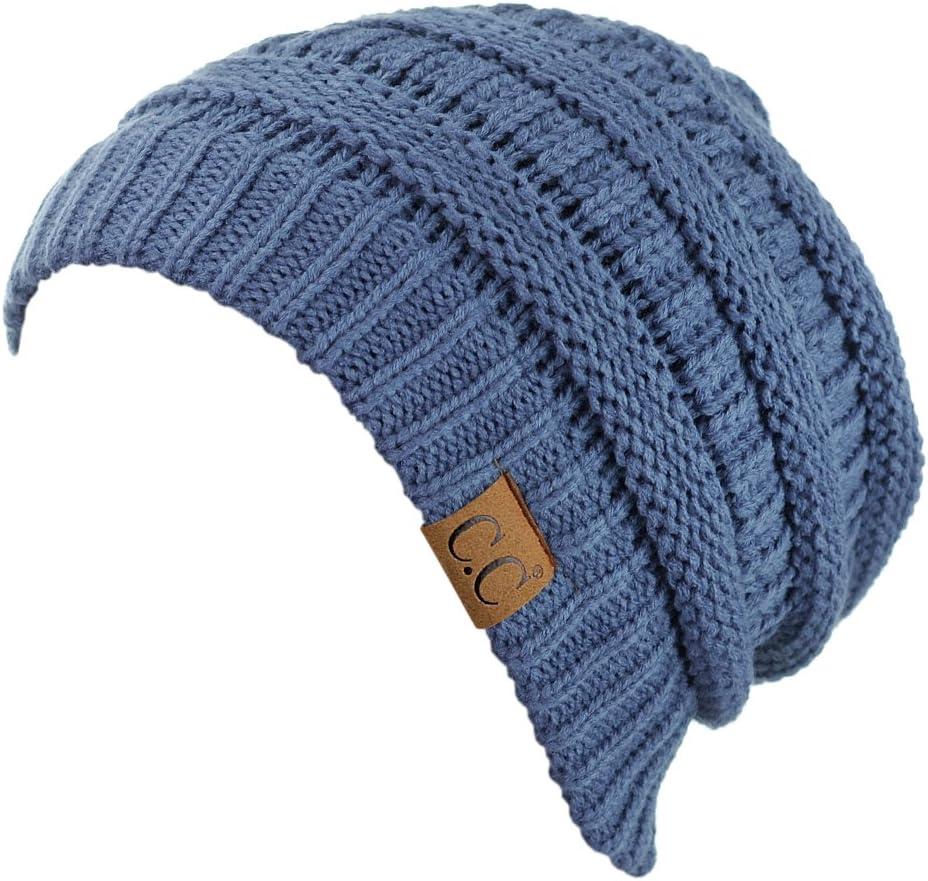 imageCC Trendy Warm Chunky Soft Stretch Cable Knit BeanieDark Denim