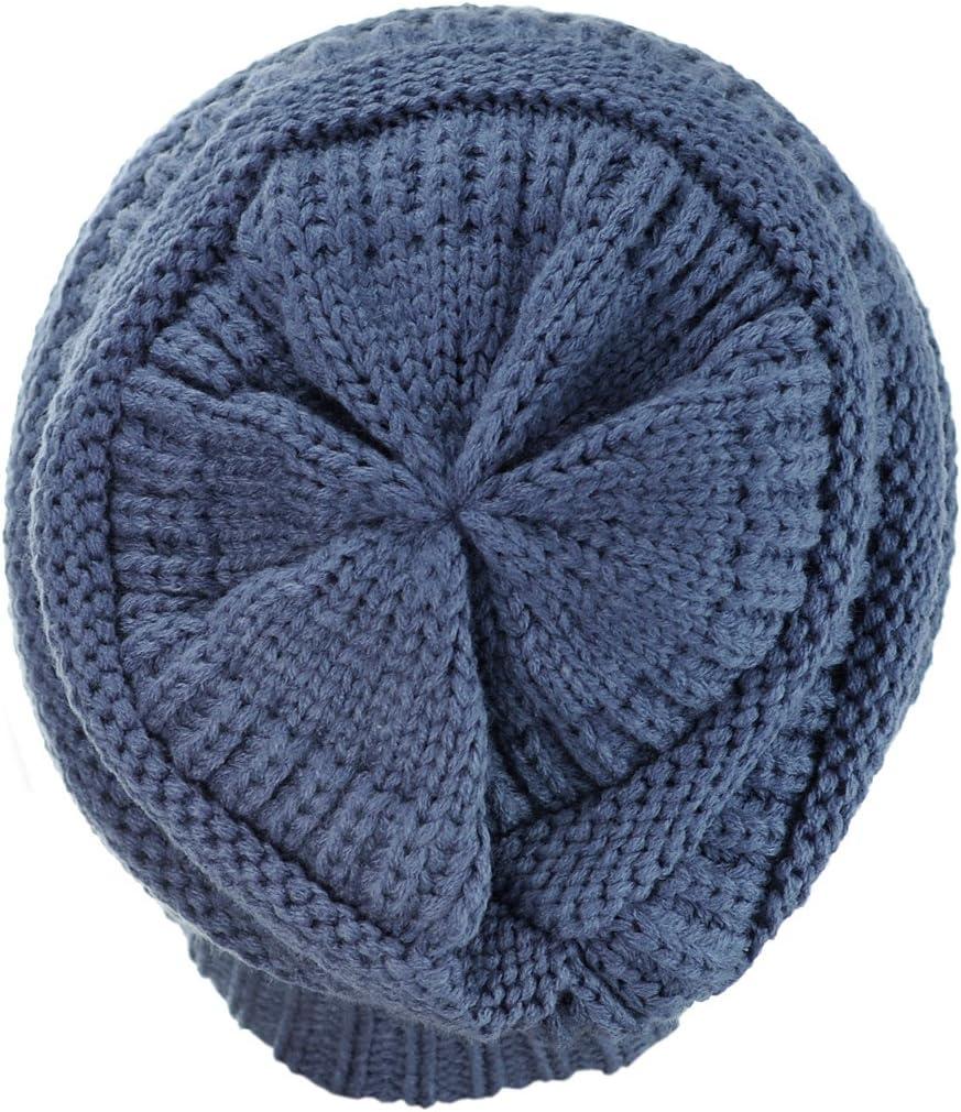 imageCC Trendy Warm Chunky Soft Stretch Cable Knit BeanieDark Denim