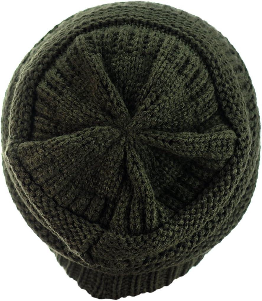 imageCC Trendy Warm Chunky Soft Stretch Cable Knit BeanieDark Olive