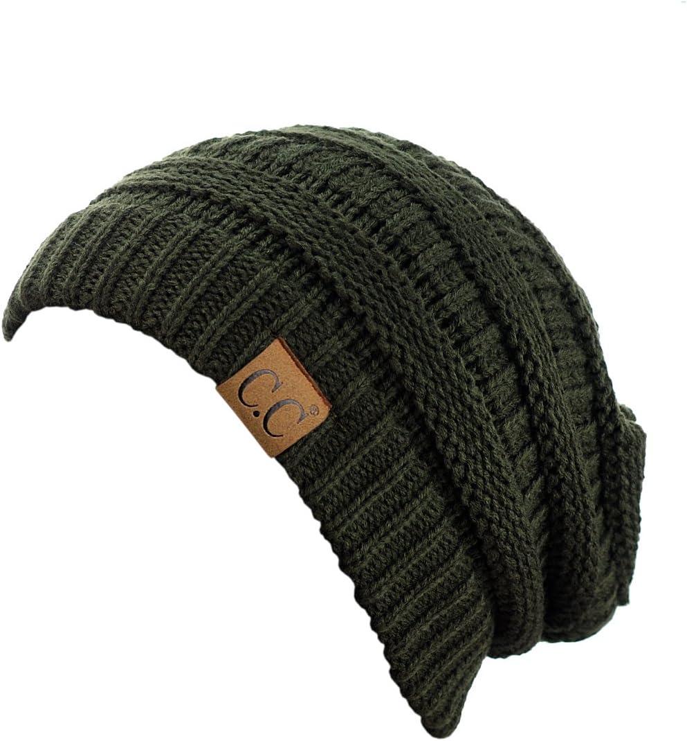 imageCC Trendy Warm Chunky Soft Stretch Cable Knit BeanieDark Olive