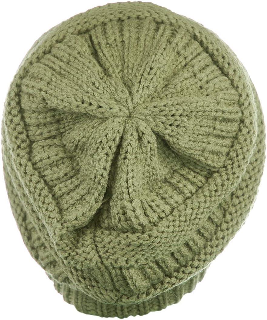 imageCC Trendy Warm Chunky Soft Stretch Cable Knit BeanieDark Sage