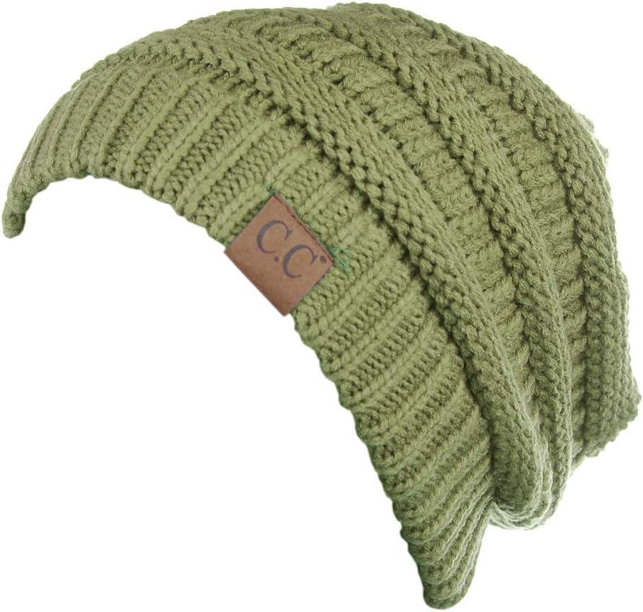 imageCC Trendy Warm Chunky Soft Stretch Cable Knit BeanieDark Sage