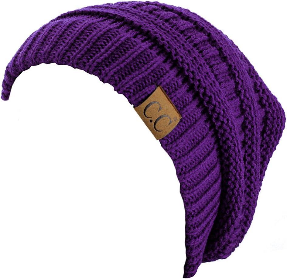 imageCC Trendy Warm Chunky Soft Stretch Cable Knit BeanieDeep Purple