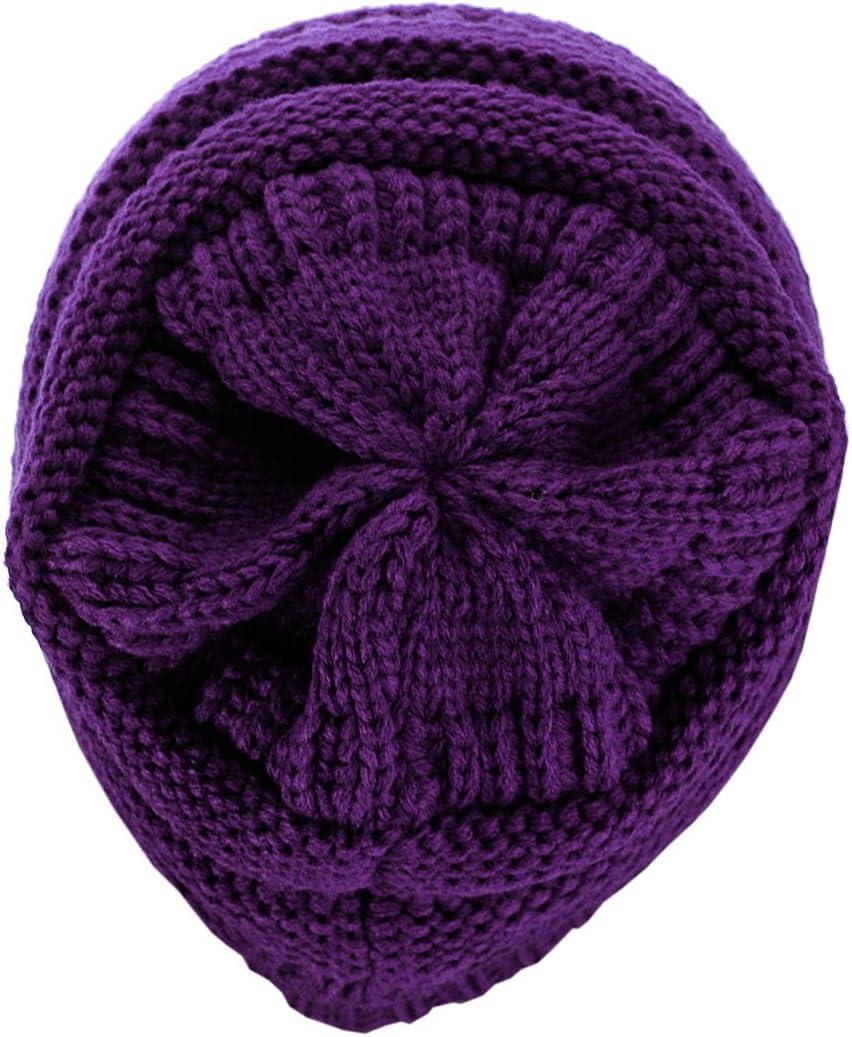 imageCC Trendy Warm Chunky Soft Stretch Cable Knit BeanieDeep Purple